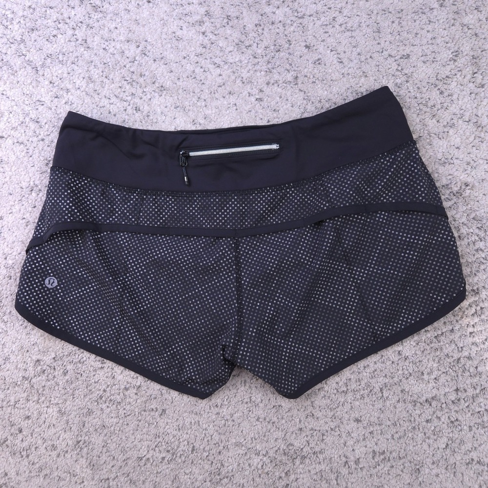 Lululemon Running Shorts Womens Size 6 Unlined Run Times‎ Black White 4 Inseam - Picture 2 of 7